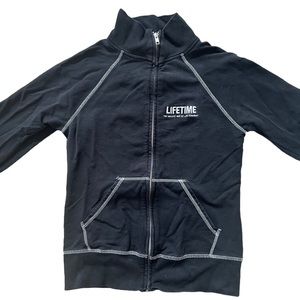 LIFETIME FITNESS BLACK LONG SLEEVE ZIP UP ATHLETIC SWEATSHIRT SIZE XS